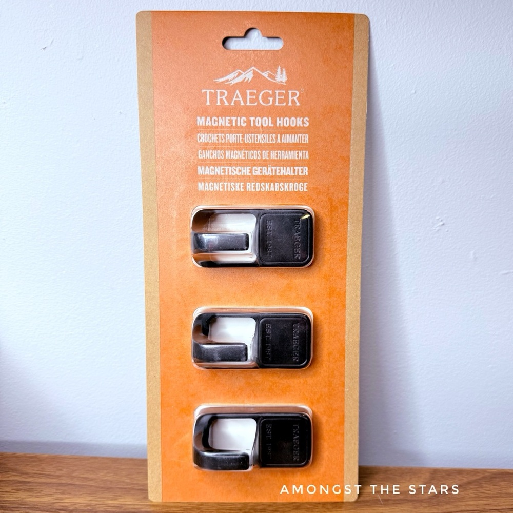 Traeger Grill Hopper 3 Piece Black Heavy Duty Magnetic BBQ Tool Hooks BAC536